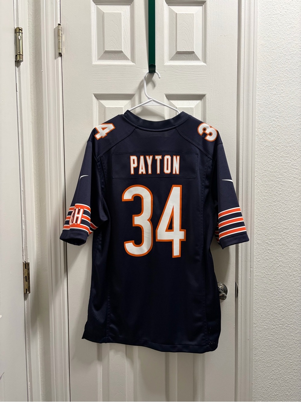 Nike Youth Navy Payton #34 Football Jersey with Orange and White Trim